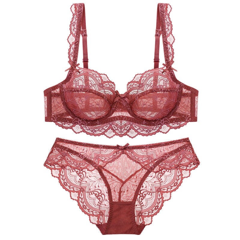 Ensemble soutien-gorge et panty en dentelle transparente