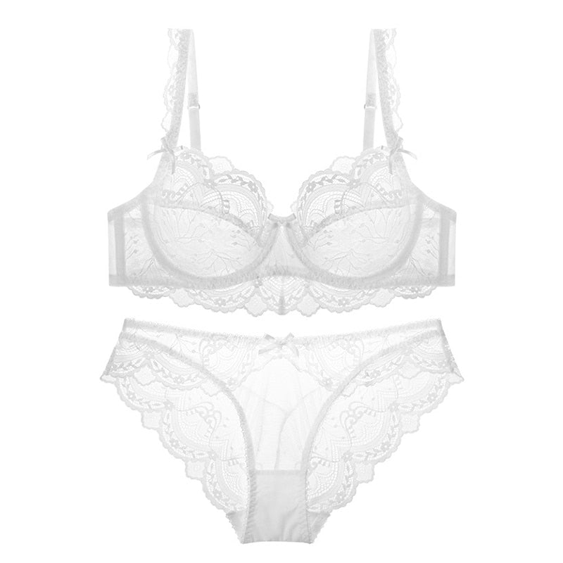 Ensemble soutien-gorge et panty en dentelle transparente