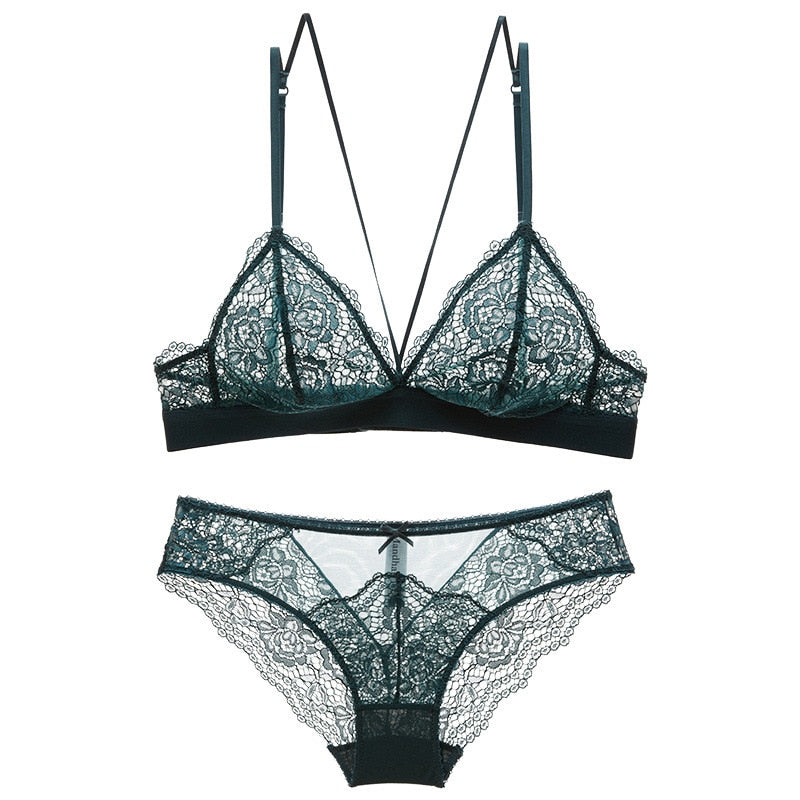 Ensemble soutien-gorge push up et string - dentelle - bretelles ajustable