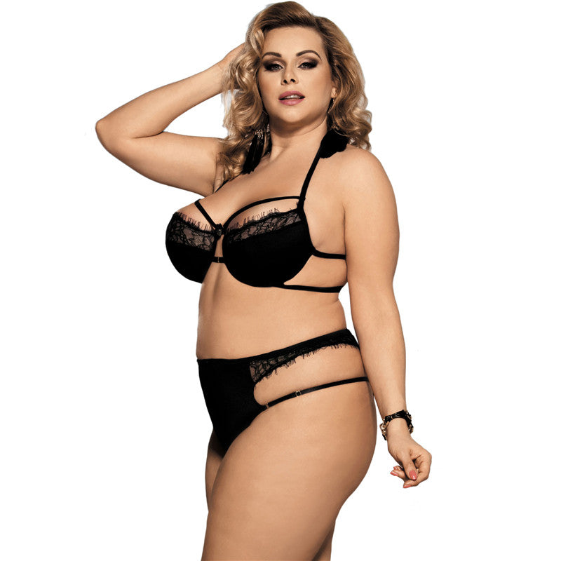 Plus Size Bra/Panty Set - Black