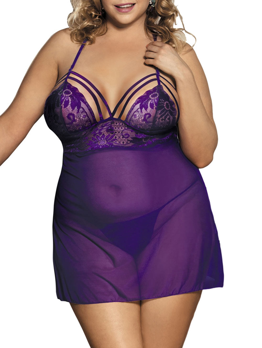 Plus Size Sheer Nightie and Matching Thong