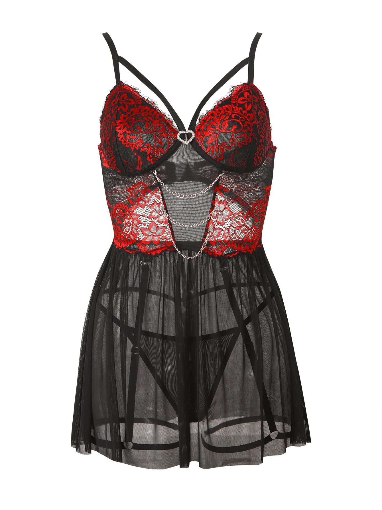 Ensemble Babydoll - string et porte-jarretelle assortis