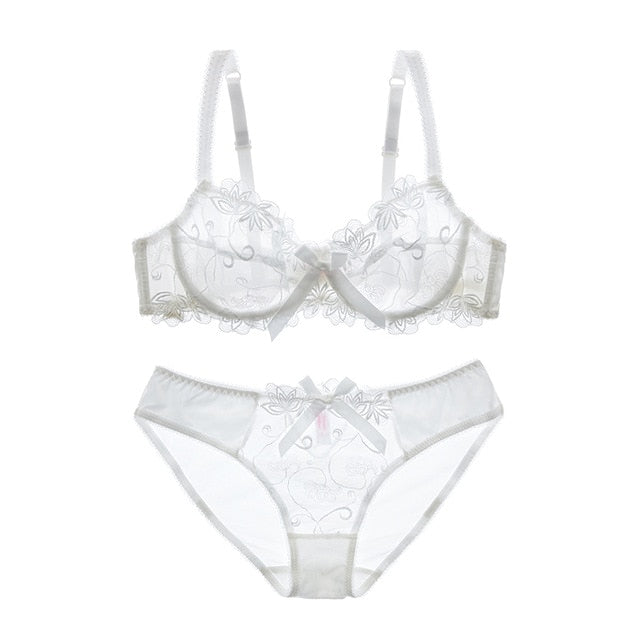 Soutien-gorge ultra fin en dentelle, bas assorti