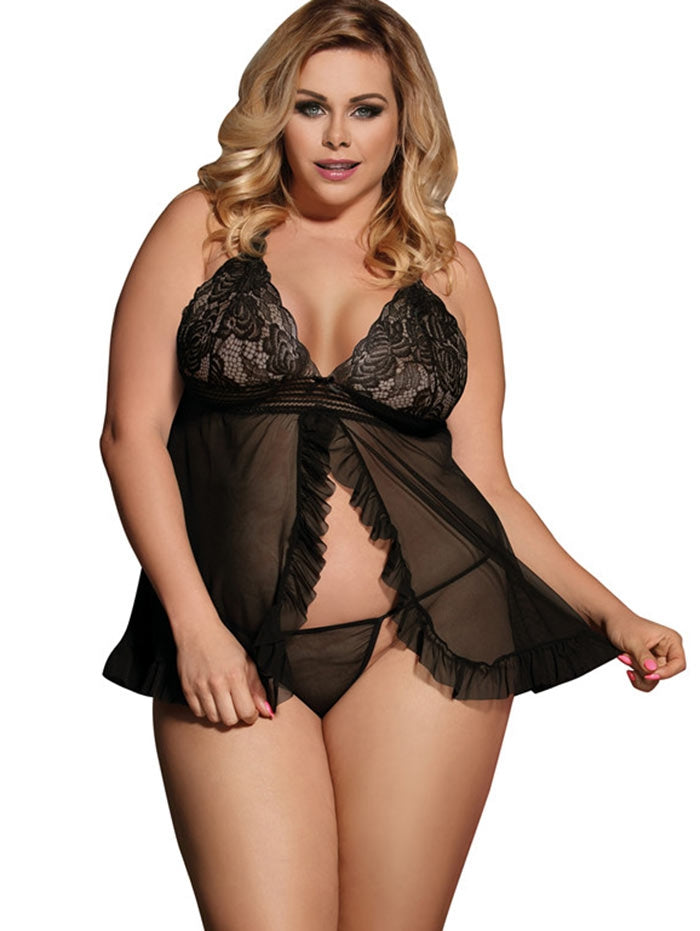 Plus Size Muslin Nightie - Matching G-String