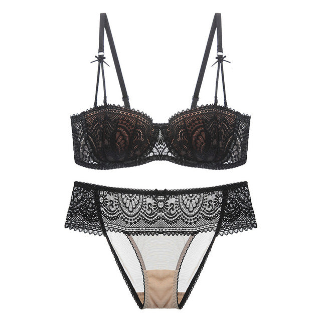 Lace balconette bra and panty set