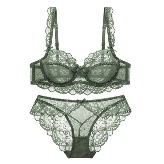 Ensemble soutien-gorge et panty en dentelle transparente