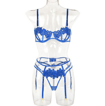 Ensemble transparent soutien-gorge, porte-jarretelle et string assorti