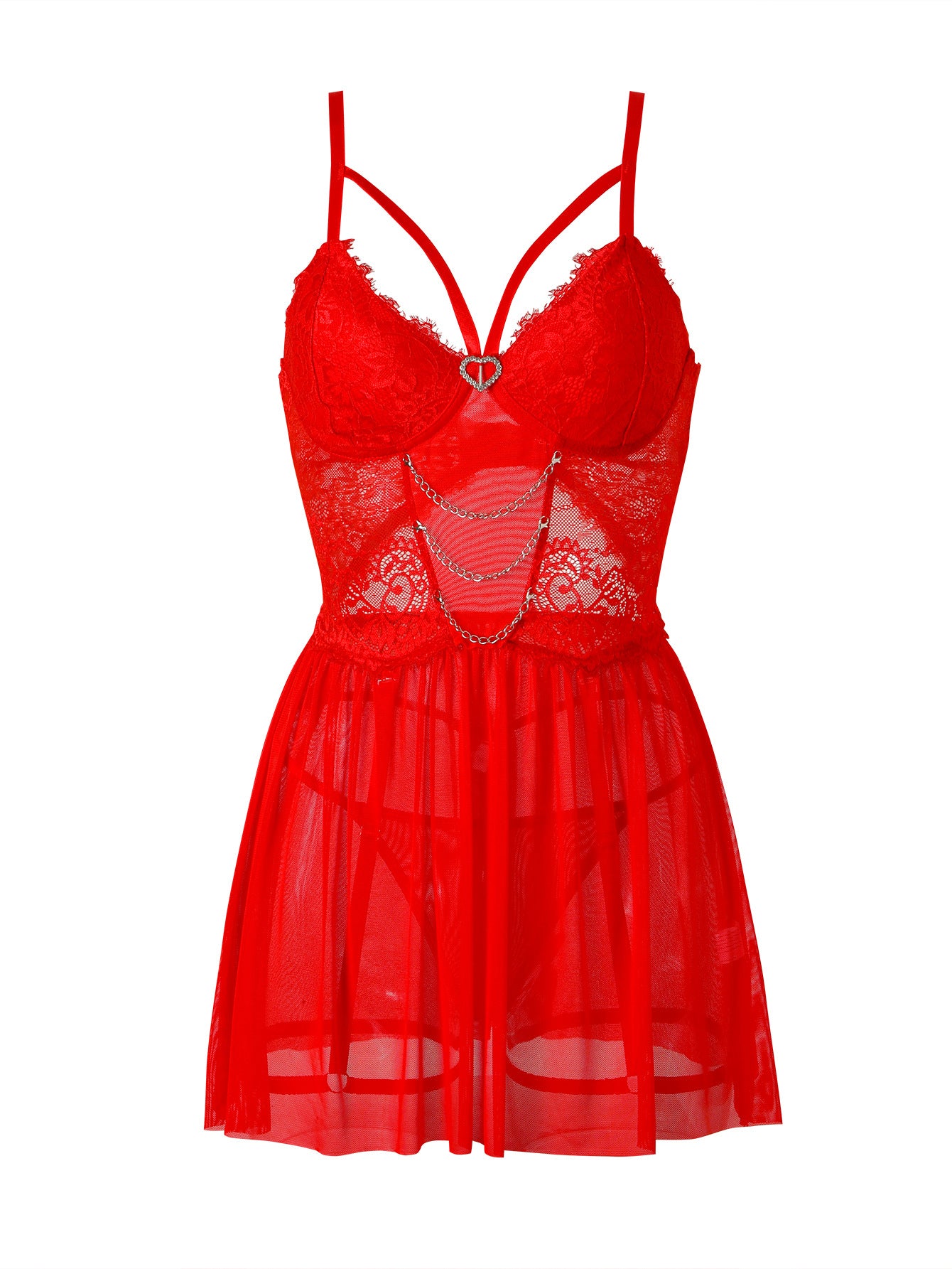 Ensemble Babydoll - string et porte-jarretelle assortis