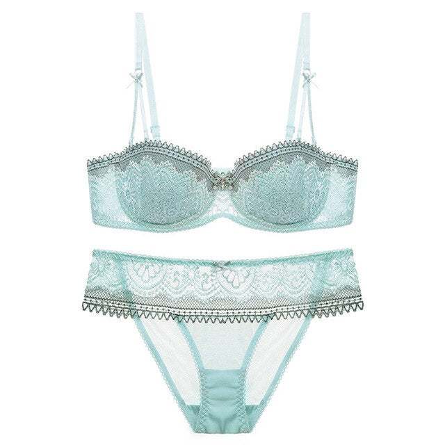 Lace balconette bra and panty set