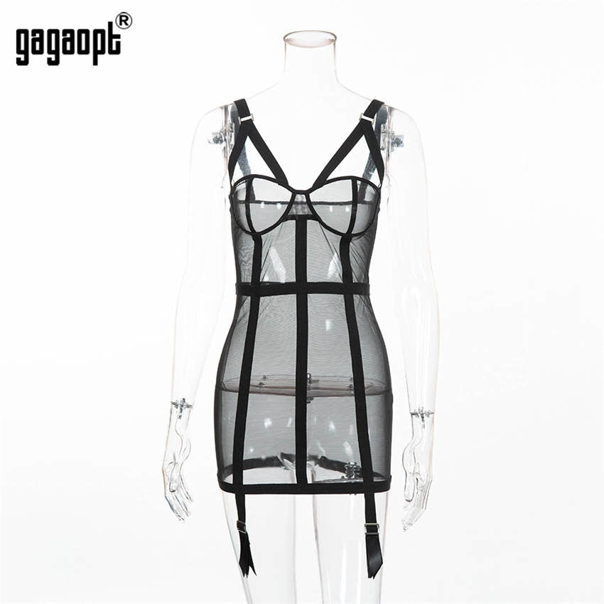 Fishnet mini dress - suspender belt 