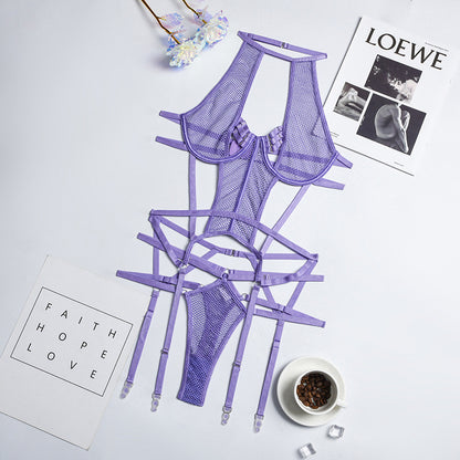 Ensemble Body - Porte-jarretelles en résille/ string assorti