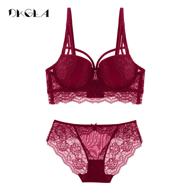 Lace push-up bra and panty set