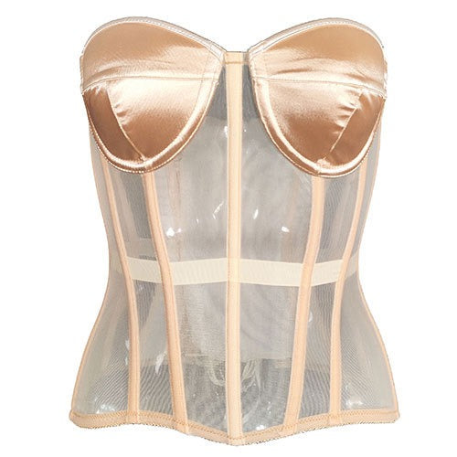 Corset en résille et satin