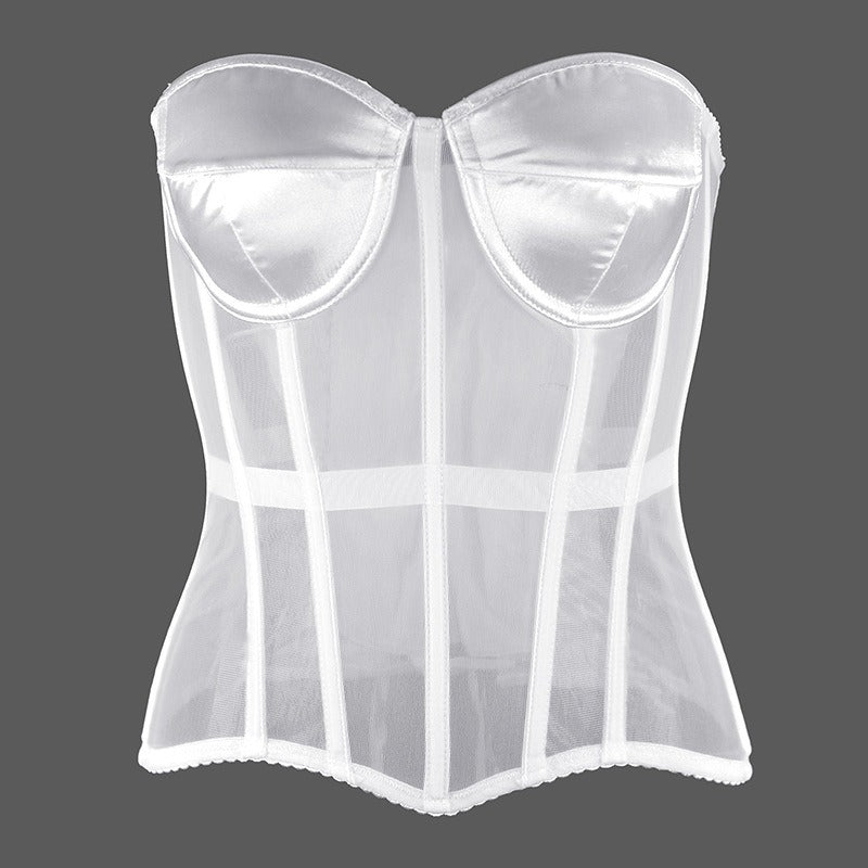 Corset en résille et satin