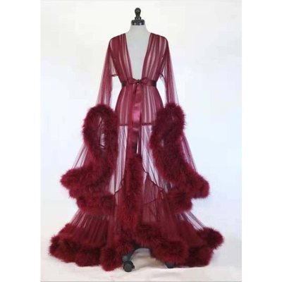 Sheer robe - trumpet shape - faux rabbit fur - Temptation Suit