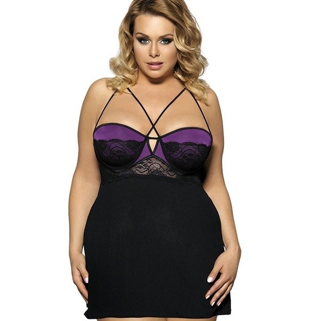 Plus Size Transparent Lace Nightie 