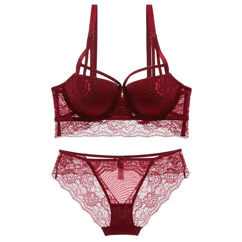 Lace bra and matching briefs set - push-up