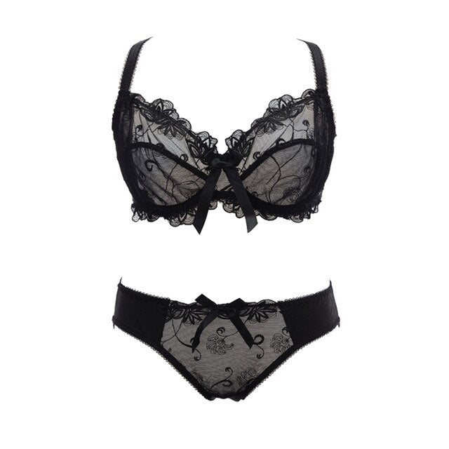 Ensemble soutien-gorge et panty assorti, ultra fin et transparent