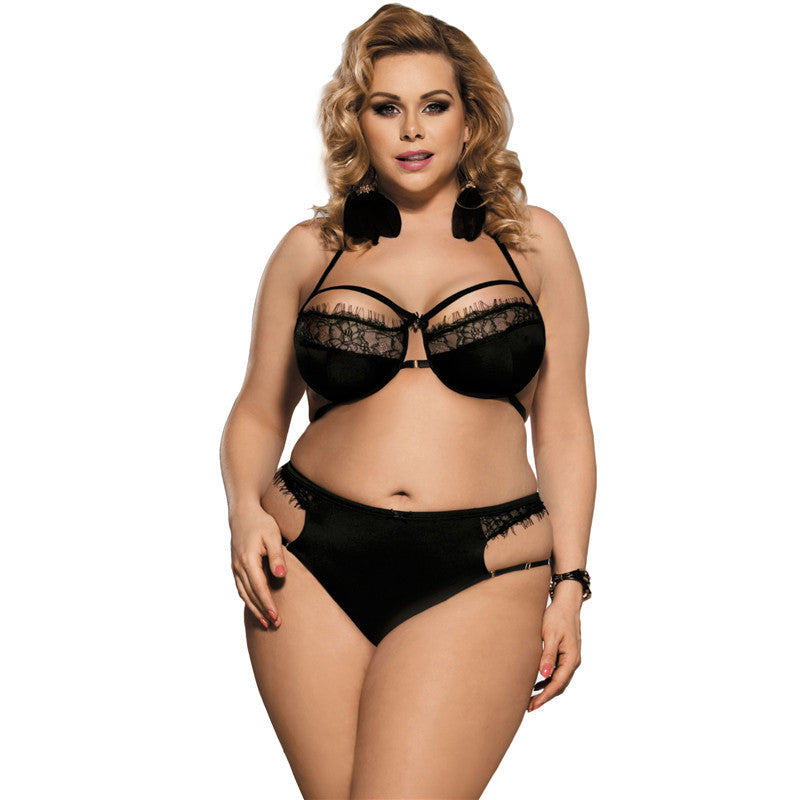 Plus Size Bra/Panty Set - Black