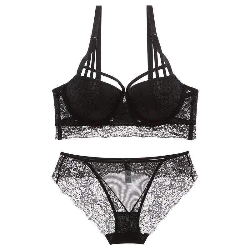 Ensemble soutien-gorge en dentelle et slip assorti - push-up