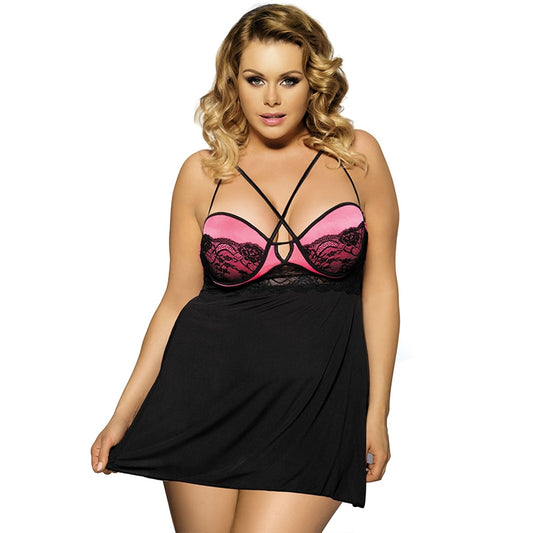 Plus Size Transparent Lace Nightie 