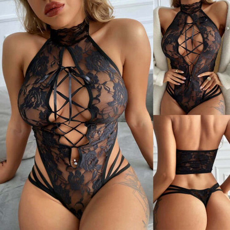 Lace Bodysuit with Cutout Front - S-3XL