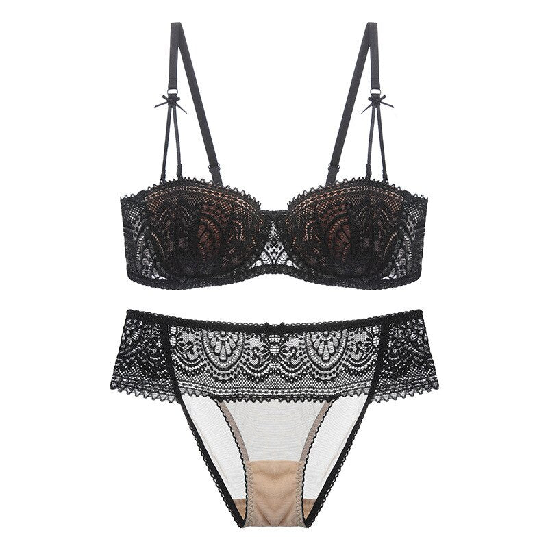 Lace balconette bra and panty set