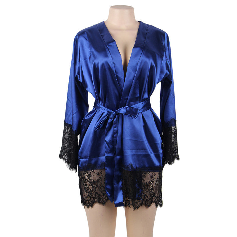 Satin kimono - lace finish